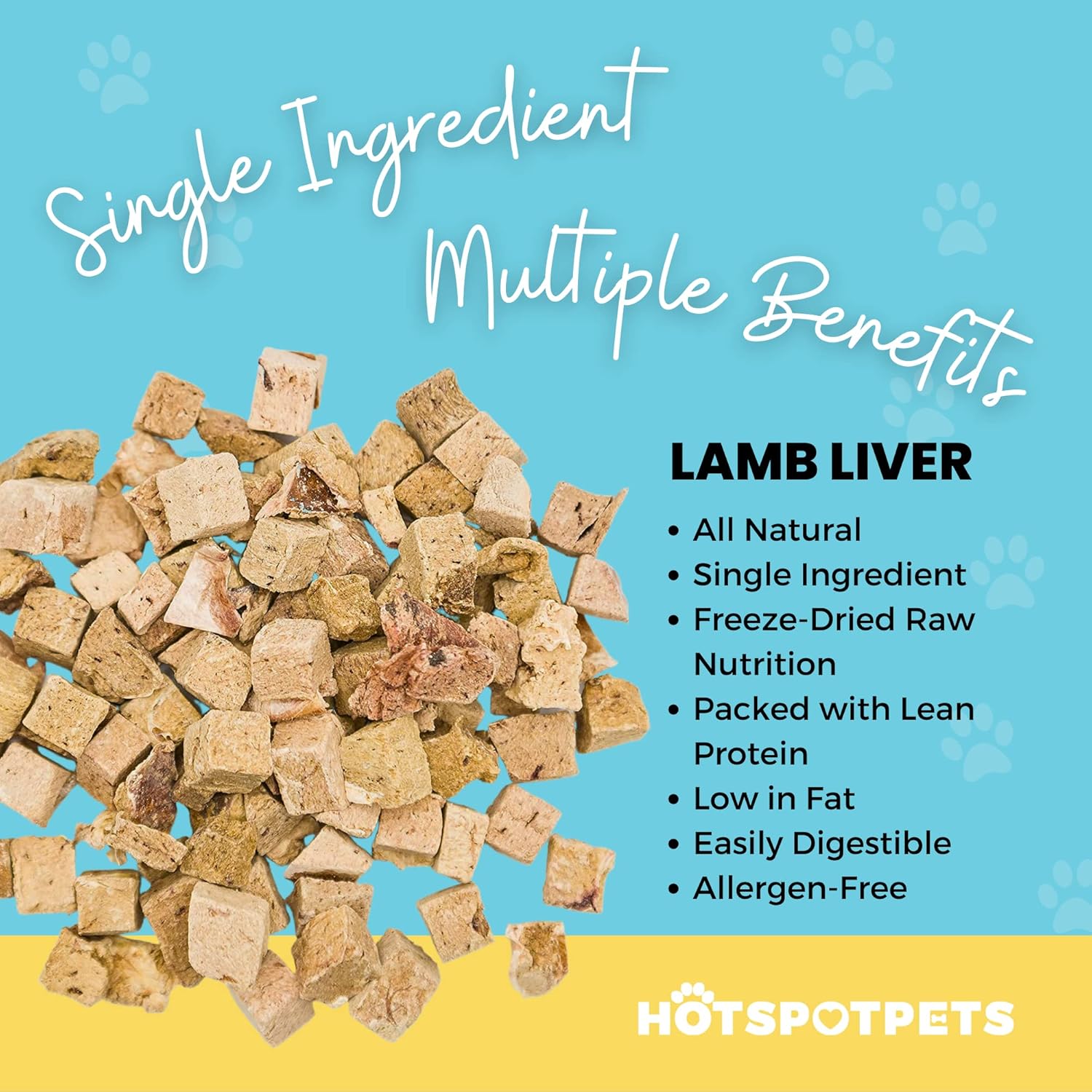 hotspot pets Lamb Liver Treats, 1LB Bag, All Natural Grain-Free Cat & Dog Training Topper Snack, Single Ingredient, Made in USA