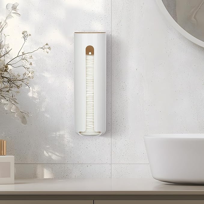 Cotton Pad Holder, Wall Mounted Cotton Rounds Holder Dispenser Face Pad Holder Makeup Organizers Containers for Bathroom