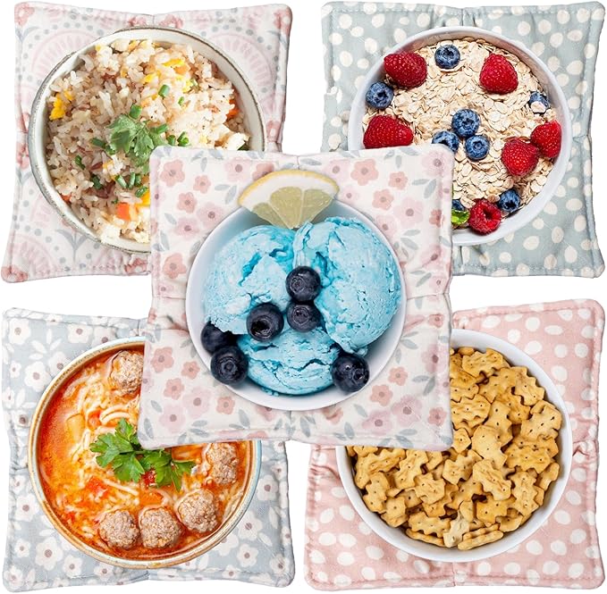 Cotton Microwavable Bowl Cozy, Microwave-Safe Hot Bowl Holders, Soup bowl Cozy Hot Pads (Floral)