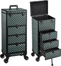 Nail Trolley Cart with 3 Drawers, Salon Station Cosmetology Case on Wheels Rolling Makeup Train Case Nail Case Organizer Beauty Salon Travel Case for Nailart,SPA,Hairstylist,Artist,Dark Green