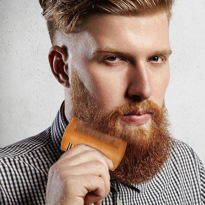 8 Pieces Wooden Comb for Men Wide Wooden Beard Handmade Anti Static Fine Teeth Combs No Snag Brush for Beard, Hair, Mustache