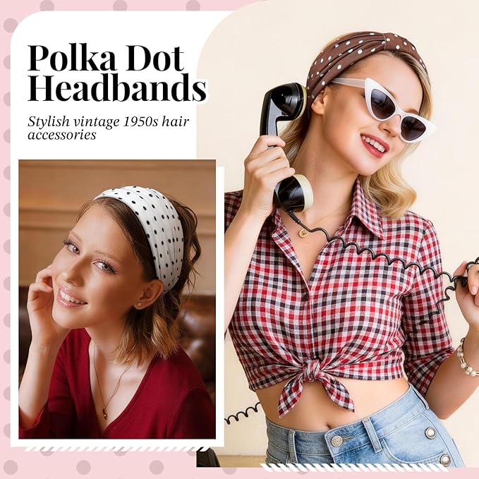 Wide Headbands for Women Knotted No Slip Head Bands Soft Turban Headband Hair Accessories Boho African Solid Color Head Wraps for Women Yoga Workout Pack of 6