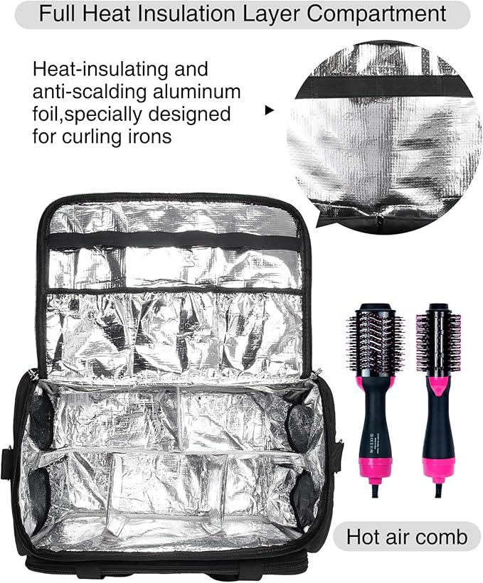 Professional Hairdressing Bag,Hairstylist Travel Bag,Cosmetics Beauty Hairdresser Bag with Shoulder Strap,Hair Makeup Salon Organizer Bag for Barber Insulation Material