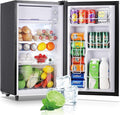 WANAI 3.2 Cu.Ft Mini Fridge with Freezer, Single Door Refrigerator with 5 Adjustable Thermostat, Small Compact Refrigerator Size with LED Light, 3 Removable Shelves Black