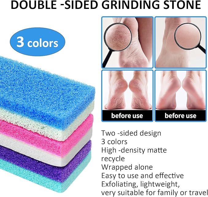 6Pcs Professional Pedicure Foot Pumice Stone for Feet Skin Callus Remover and Scrubber for Dead Skins Sided