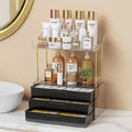 Bathroom Organizers and Storage, Makeup Organizer (Sturdy Durable Attractive), Ideal for Vanity, Countertop, Counter, Perfume, Skincare, Cabinet, Cosmetic, Dresser Organizer (deep black)