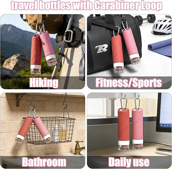 26 Pieces Travel Size Toiletries Bottles Set, Tsa Approved Leakproof Refillable Travel Bottles with Hanging hole design, Silicone Material, Suitable for Shampoo, Conditioner, and Body Lotion