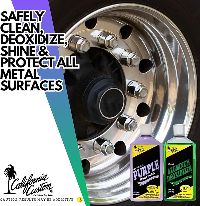 – Purple Metal Polish & Aluminum Deoxidizer Kit, No Silicone, Body Shop Safe, Great for Aluminum, Brass, Copper, Chrome, Silver, Stainless and Gold