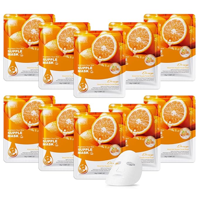10 Pack Variety Facial Sheet Masks Skin Care Set, Hydrating Bulk Sheet Face Masks Skincare Gifts Set for Women Men, Long Lasting Moisturizing Face Mask Skincare for All Skin Type（C5)