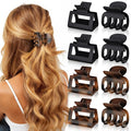 8 PCS Medium Hair Clips for Women Girls - 2 Styles Rectangle Small Claw Clips for Thin Thick Curly Hair, Stylish Matte Non-slip Strong Hold Jaw Clips Square Hair Accessories, Tortoise & Black