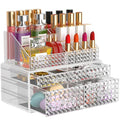 Awenia 2 Pack Makeup Organizer with Drawers[Upgraded]-Acrylic Make up Organizers and Storage Case for Cosmetics,Brush,Perfume,Jewelry Display, Vanity and Bathroom Accessories