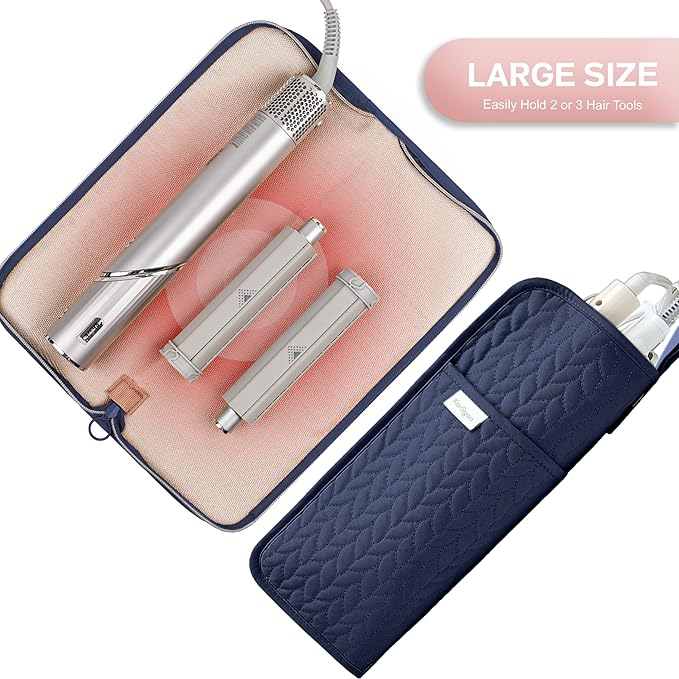 Hot Tools Organizer Heat Resistant Mat Case Hair Tools Holder Travel Bag Portable Hair Styling Tools Cover Pouch for Curling Iron,Flat Iron,Hair Straightener (Blue)