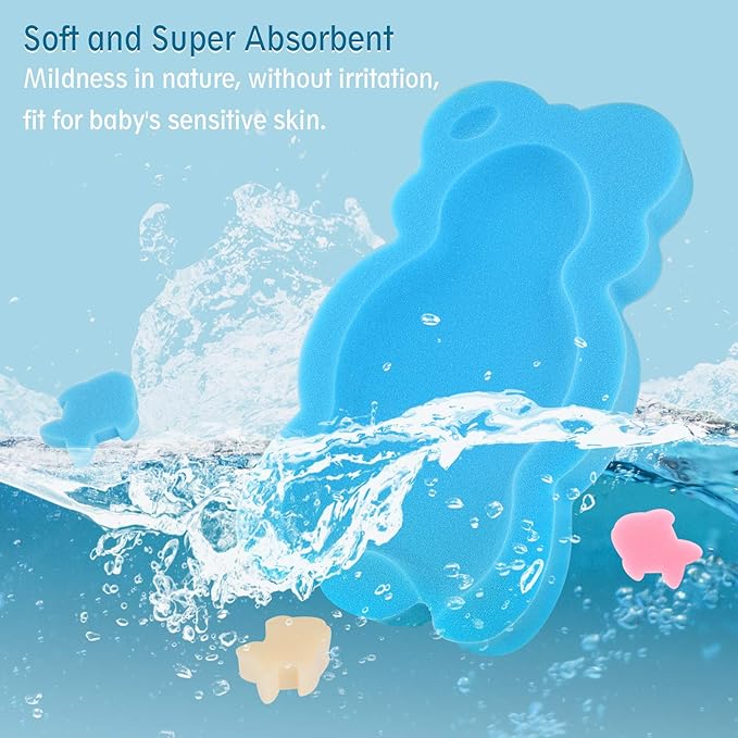 Baby Bath Cushion Infant Sponge Mat, Toddler & Newborn Bath Pad - Blue