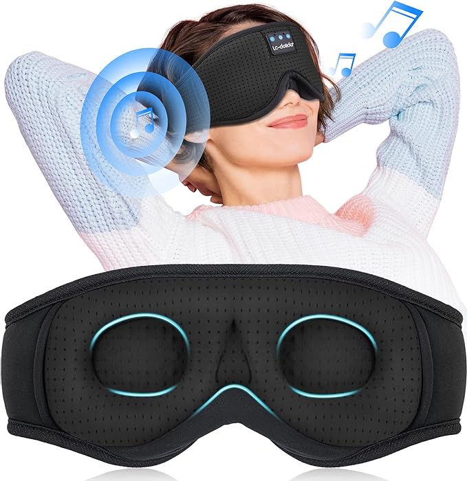LC-dolida Sleep Mask with Bluetooth Headphones Bluetooth Sleep Mask Sleep Headphones,3D Eye Mask for Sleeping Mask Music Sleeping Headphones for Side Sleepers Meditation Gifts Gadgets for Men Women