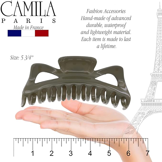 Camila Paris CP3501 French Large Hair Clips for Women Thick Hair for Long Curly Wavy Hair, Girls Hair Claw Clip, Durable Styling Big Claw Clip for Thick Hair, Strong Hold No Slip Grip, Made in France