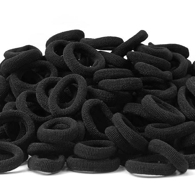 CÉLLOT Baby Hair Ties, Black Nylon Toddler Hair Ties for Girls, Kids Seamless Hair Bands, Girls Elastic Ponytail Holders, Diameter 0.8 Inch