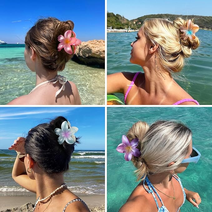 Hawaiian Flower Hair Claw Clips for Women, Hibiscus Hair Clips, Cute Summer Beach Hair Accessories