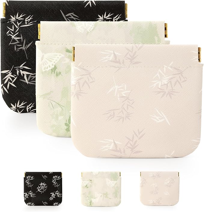 RIGHT AWAY 3 PCS Small Makeup Bag for Purse,Mini Cosmetic Organizer Make Up Bag for Women,Squeeze Coin Purse Pouch,Portable Tiny Makeup Pouches for Cosmetic Accessories,Lipstick, Jewelry, Card, Coins