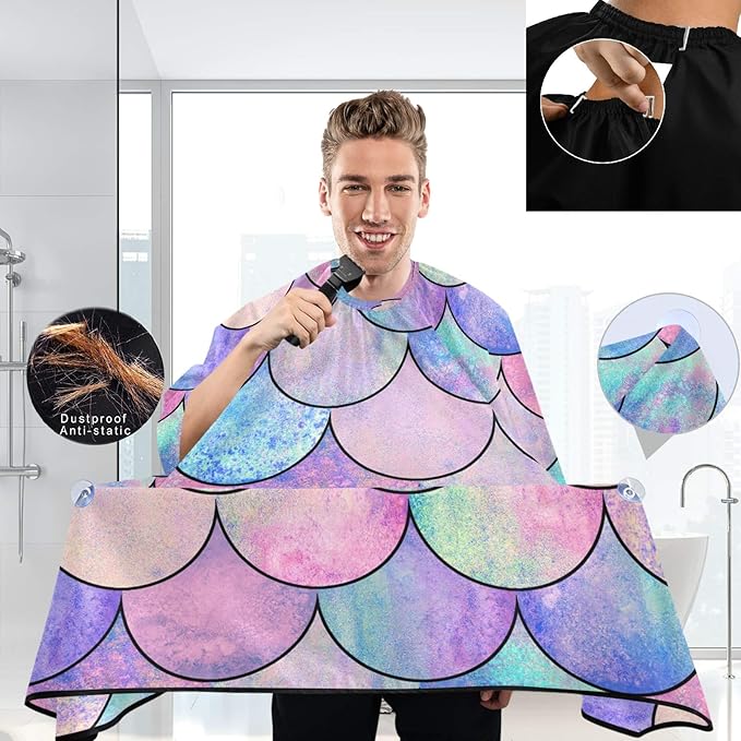 visesunny Professional Barber Cape Polyester Hair Cutting Salon Cape Apron Anti-Static Beard Bib Grooming Apron