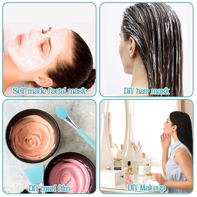 7Pcs Silicone Makeup Brush Applicator, Jelly Brush For Face Mask, Makeup Brush Kit, Resin Brushes Applicator, Face Cream & Mask Applicators Kit for UV Epoxy Art, Lip Eye Cream Blending Tool (Green)