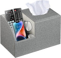 Square Multi-Functional Tissue Box Cover with Storage and Remote Control Holder - Cube Tissue Box Organizer for Bathroom, Nightstand, End Table