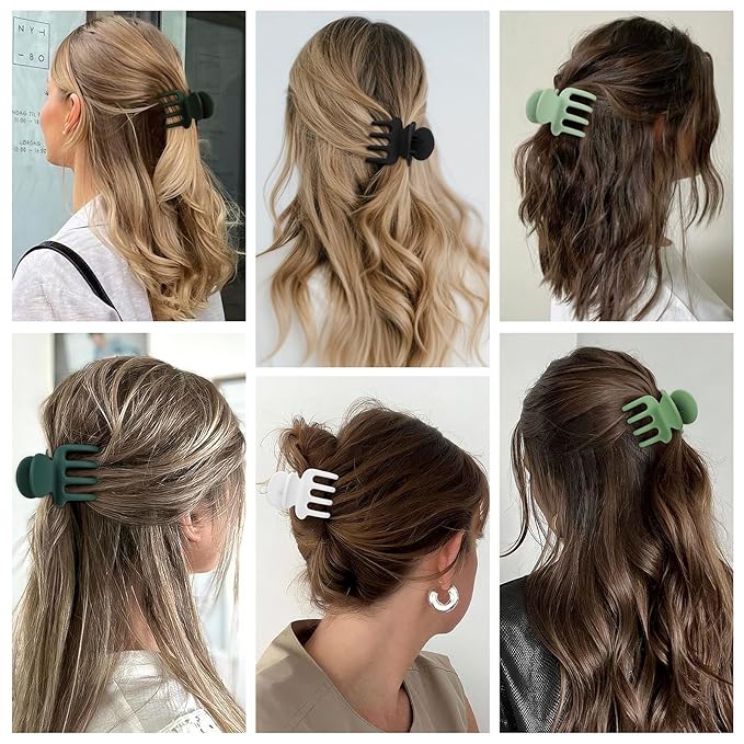 6 Pcs Hair Clips Small Claw Clips for Thin Hair Medium Matte Non-slip Hair Accessories for Women and Girls (Green)