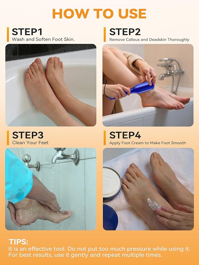 Nano Glass Foot File Professional Foot Scraper Dead Skin Rasp, Wet Dry Foot Callus Remover, Pedicure Tools for Feet Exfoliator, Anti-Slip Handle Rope & Storage Bag Gift for Women Blue