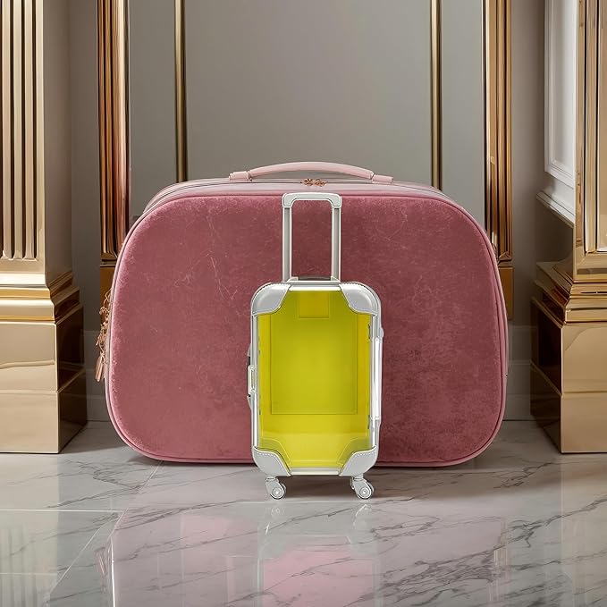 False Eyelash Storage Box, Portable Travel Organizer Mini Luggage False Eyelash Tray Makeup Tool (YELLOW)