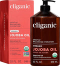 Cliganic Organic Jojoba Oil 32 oz, 100% Pure | Bulk, Natural Cold Pressed Unrefined Hexane Free Oil for Hair & Face