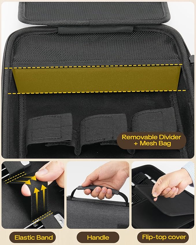 Hard Hair Clipper Case, Barber Case for Clippers and Supplies, EVA Hair Tools Travel Bag for Surker/Wahl/Andis/Novah Men Razor Guard Grooming Kits, Barber Accessories, Black (Bag Only)