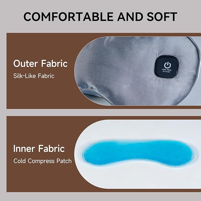 Cordless Dual Cooling & Heating Eye Mask, Heated Eye Mask for Dry Eyes Relief, 3 Heat Settings, Washable Eye Cover, Warm Heating Pad for Stye Eye Treatment, Gel Pad for Puffy Eyes