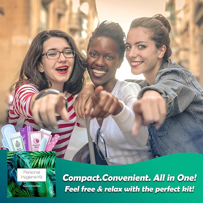 Menstrual Kit All-in-One 10 Pack | Convenience on The Go | Period Kit Pack for Travelling, Tweens & Teenager | Individually Wrapped Feminine Hygiene Product (Green Ferns)