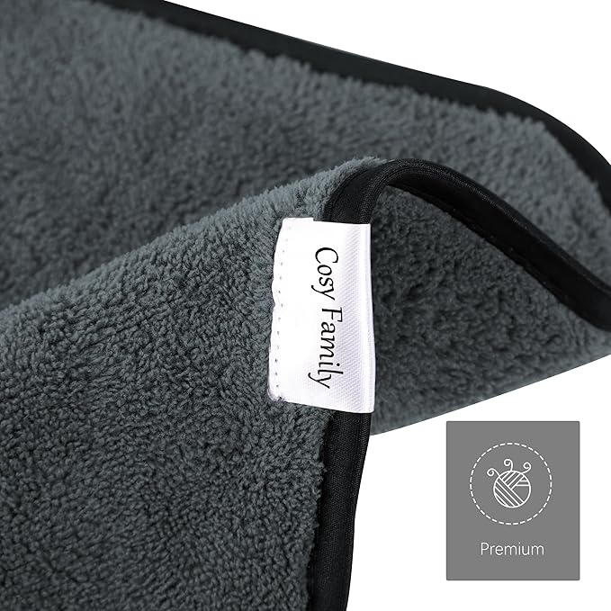 Cosy Family 20 Pack Makeup Remover Wash Cloths - Soft Microfiber Fingertip Facial Cleansing Cloths for Hand and Make Up, 12 x 12 in, Black Grey