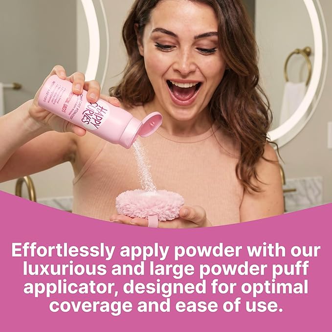 Happy Curves Comfort Puff Mini, All Day Sweat, Odor, and Chafe Defense, Large Body Powder Applicator for Talc Free Deodorant, Ultra Soft Fleece with Strap and Travel Case (Powder Sold Separately)