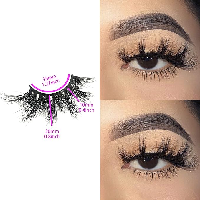 Mink lashes Mikiwi 3 Pairs Eyelashes D384-3, Real Mink Eyelashes, Fluffy Mink Lashes, Thick HandMade Full Strip Lashes, Cruelty Free Luxury Makeup Dramatic Lashes, 20mm 3D Mink Lashes