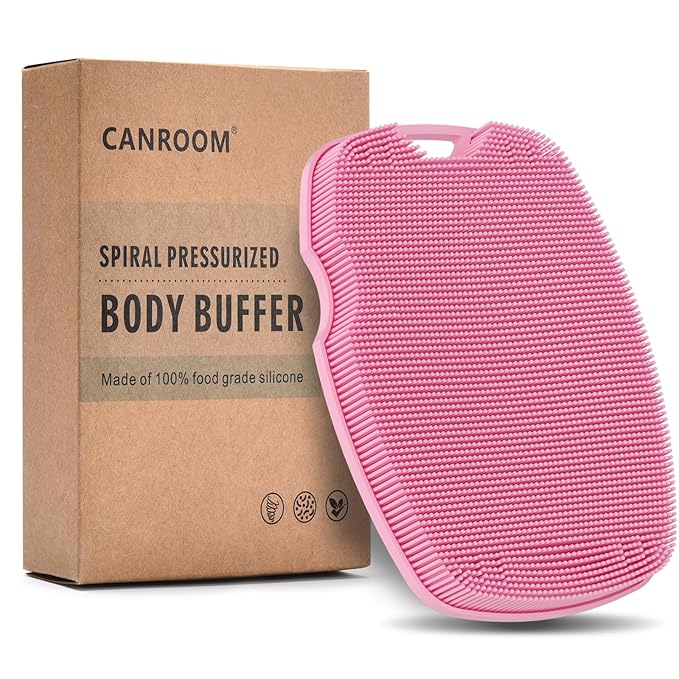 Silicone Body Scrubber - Anti Zinc Infused-Highly Elastic Bristles Exfoliating Body Scrubber for Shower Body,Cellulite Reduction,Blood Circulation - Pink