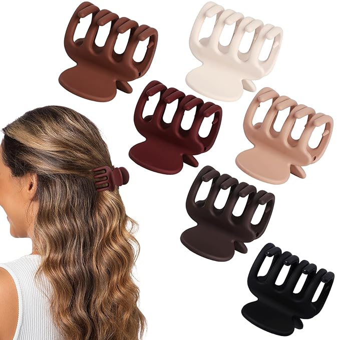 6 Pcs Hair Clips Small Claw Clips for Thin Hair Medium Matte Non-slip Hair Accessories for Women and Girls (Brown Scarlet)