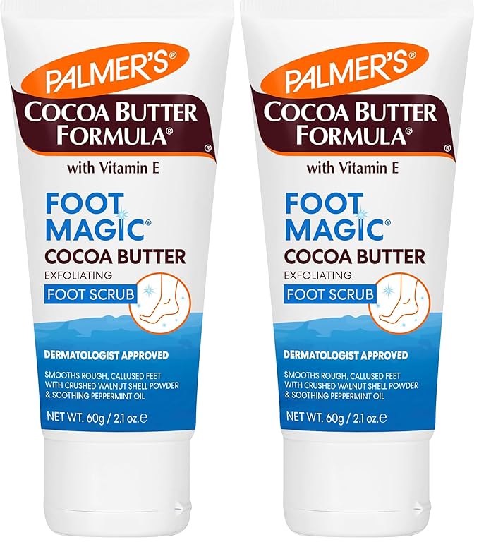 Palmer's Cocoa Butter Formula Foot Magic Exfoliating Foot Scrub with Vitamin E for Dry,Cracked Feet,Use with-Foot Scrubber for Pedicure,2.1 Ounce,(Pack of 2)