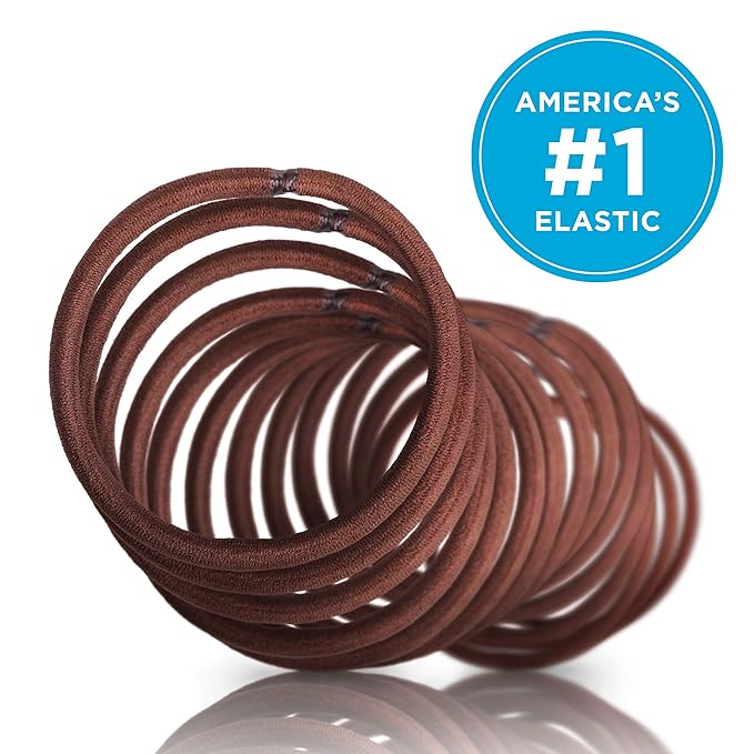 Goody Ouchless Goody Hair Ouchless Women's Hair Braided Elastics 4mm for Medium Hair, Brown, 32 Count (Pack of 2)