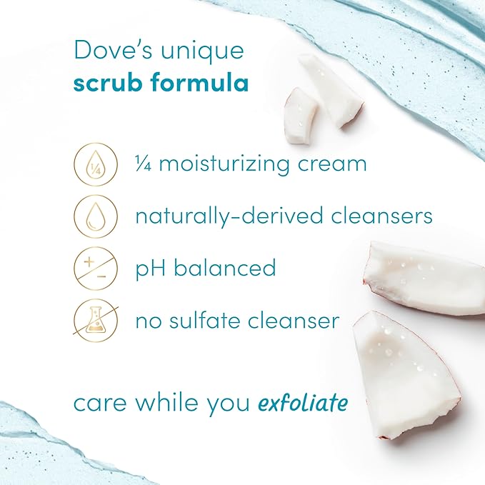 Dove Moisturizing Body Scrub – Coconut & Lime, pH‑Balanced Whipped Texture, Skin‑Renewing Exfoliator, 15 oz