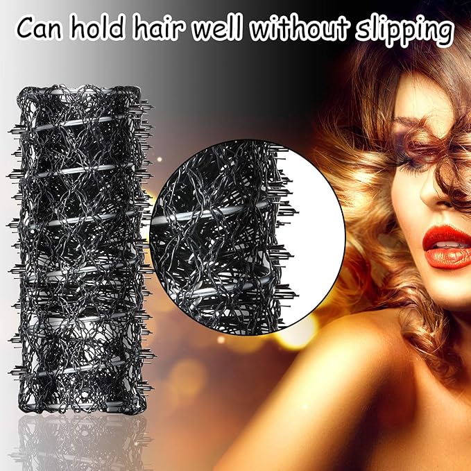 48 Pieces Wire Mesh Hair Rollers Set Hair Perm Rods Hairdressing Wave Curlers with Duck Teeth Tresses Clips(0.71/0.87/1.1 Inch)
