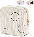 Period Bag for Teen Girls Shark Week Pouch Corduroy Portable Sanitary Pad Bags for Period Teen Period Pads Pouch for Panty Liners, Tampons, Menstrual Cup - Beige