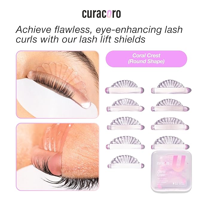 Curacoro Lash Lift Shields, 10 Pcs/5 Sizes Lash Lift Rods, Lash Lift Pads for Eyelash Curling and Lifting, Reusable Silicone Lash Rods For Eyelash Perm Lamination