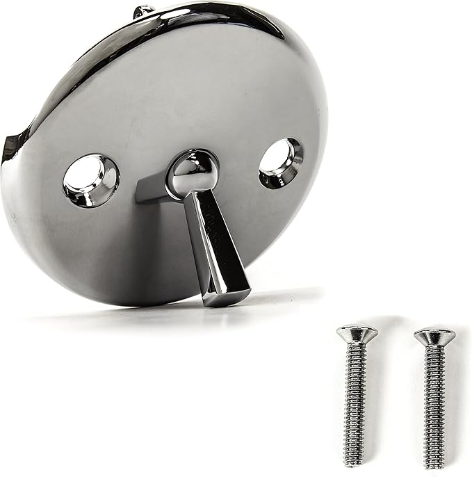 PF WaterWorks PF0960-CHBath Tub/Bathtub Drain Trip Lever Overflow Face Plate with Matching Screw for Waste and OverflowChrome