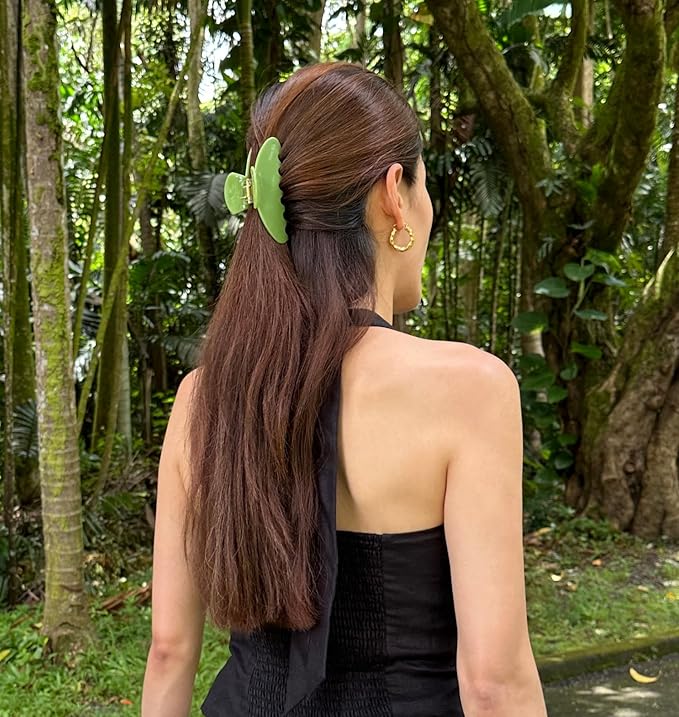 Luxury Green Claw Clip for Women | Our Acetate Green Hair Clip Feels Light, Looks Smooth and is Easy to Wear | Use for easy Half Ups with No Snagging and a Secure Grip in a Large Four Inch Size