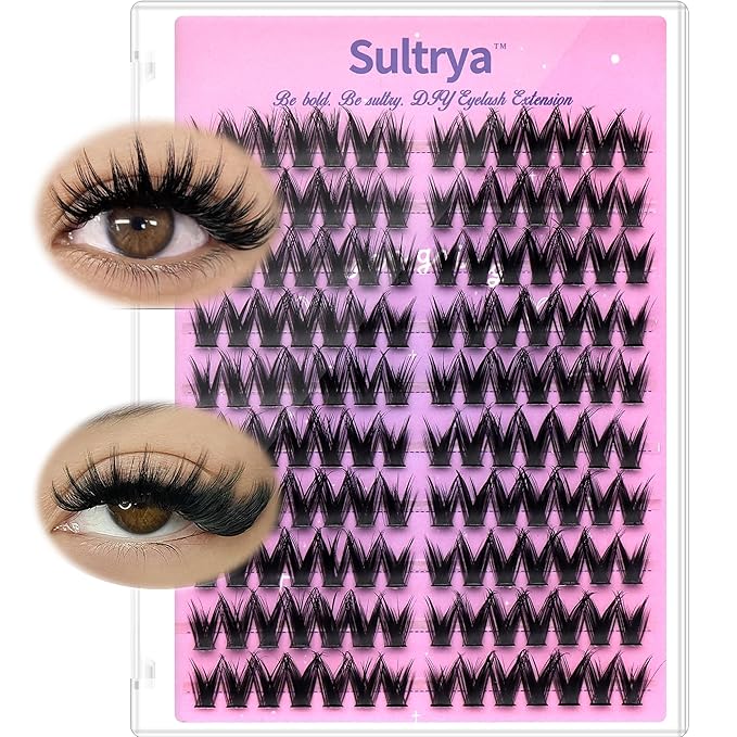 DIY Eyelash Extensions Kit False Eyelashes Lash Clusters Volume Lashes Thick Fluff Individual 140pcs Cluster Voluminous C Curl Wispy Fake Faux Mink for Dramatic Look Bond Seal Tweezer (8-15mm)