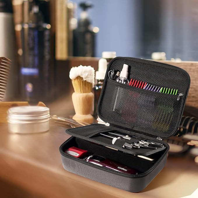ProCase Hard Hair Clippers Case, Barber Supplies Hair Cutting Tool Accessories Storage Organizer, Trimmer Travel Bag for TPOB/Hatteker/Oneisal/Wahl 5Star/Andis Men Razor Guard Grooming Kits -Carbon