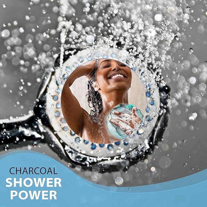 SHOWER BOUQUET Loofah-Charcoal Bath-Sponge XL-4-Pack-Blue-Green // Extra Large 75g Soft Mesh Color & Black Lufa Loofa Loufa Puff Set/Exfoliating Body Scrubber for Women and Men - Exfoliate & Soothe