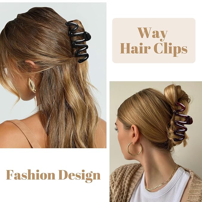 Claw Clips for Women 4Pcs Wavy Hair Clips for Thick Hair Non Slip Hair Clip Claw for Women's Hair Cute Hair Accessories