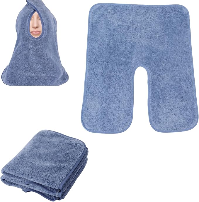 3Pcs Facial Towels for Estheticians, Soft Absorbent Microfiber Soft Spa Towel for Skincare, Massage U Shaped Spa Towel(Blue,3Pcs)